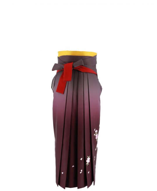 卒業式袴単品レンタル[刺繍]濃グレー×濃い赤紫ぼかしに桜刺繍[身長158-162cm]No.586